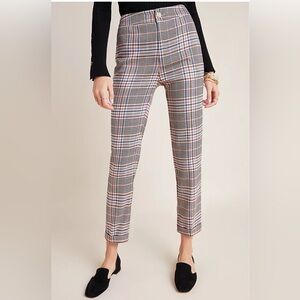 Anthropologie Women’s Malcolm Plaid Tapered Trousers Cream Glen Plaid Size 4